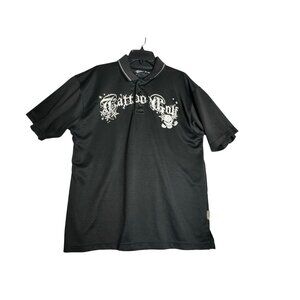 Tattoo Golf‎ Black Knit Polo Shirt Mens Large